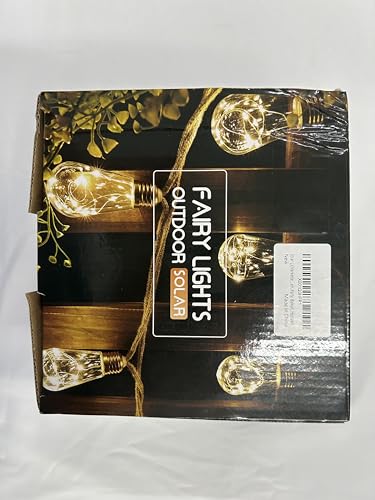 Geemoo Solar Fairy Lights Outdoor Garden - 8M 160 LED Solar String Lights Waterproof, Hemp Rope Solar Festoon Lights with 16 LED Shatterproof Bulbs for Patio, Party, Yard, Xmas Decoration (Warm White)